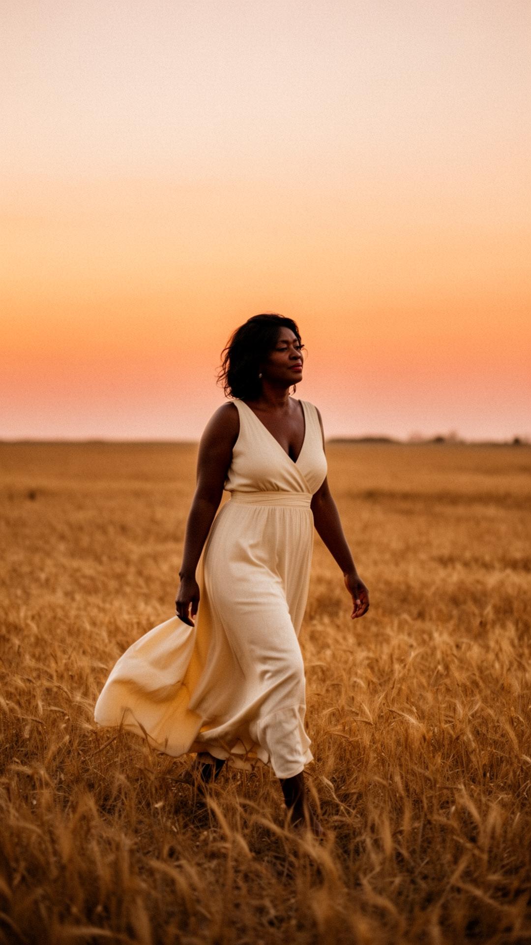 Woman walking in golden light